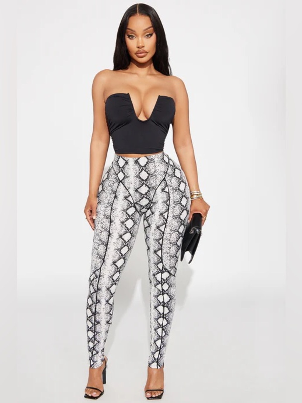 Fashion Nova High Rise Snakeskin Print Leggings